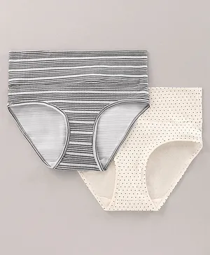Bella Mama Ecojiva Finish Panties Striped & Polka Print Pack Of 2 - Grey White
