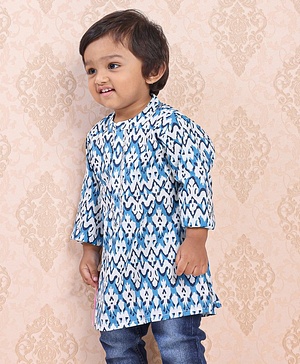 Babyhug Full Sleeves Cotton Kurta Printed- Indigo