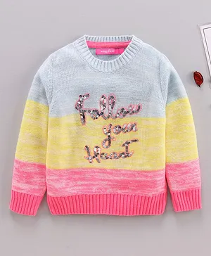 Wingsfield Full Sleeves New York Sequinned Text Detailing Ombre Sweater - Multi Color