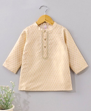 Babyhug Full Sleeves Kurta All Over Printed - Beige