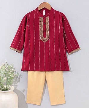 Babyhug Full Sleeves Kurta & Pajama Set Embroidered - Maroon