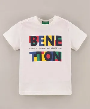 UCB Cotton Knit Half Sleeves T-Shirt Benetton Printed - White