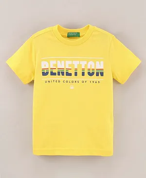 UCB Cotton Knit Half Sleeves T-Shirt Benetton Printed - Yellow