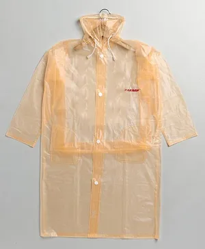 Aristocrat Full Sleeves Front Button Closure Long Rain Coat With School Bag Folder - Orange