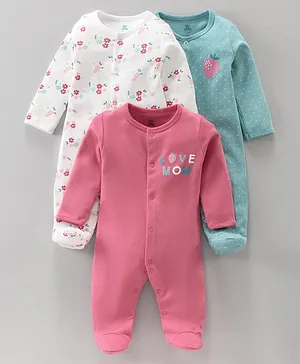 I Bears Cotton Knit Full Sleeves Rompers Multi-Prints Pack of 3 - Multicolour