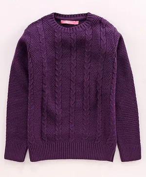 Wingsfield Full Sleeves Self Design Sweater - Purple