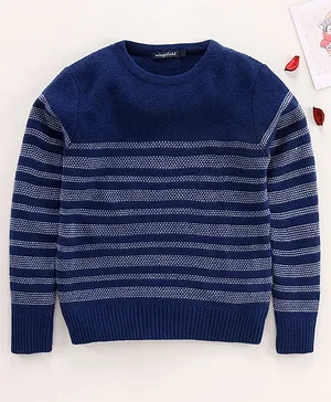 Wingsfield Full Sleeves Striped Design Sweater - Blue