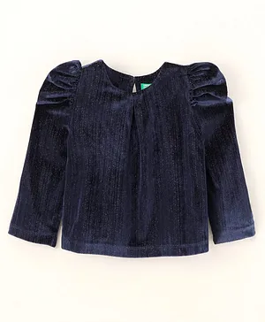 UCB Woven Full Sleeves Top Solid Colour - Navy
