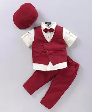 Robo Fry Full Sleeves Solid Colour Party Suits - Maroon