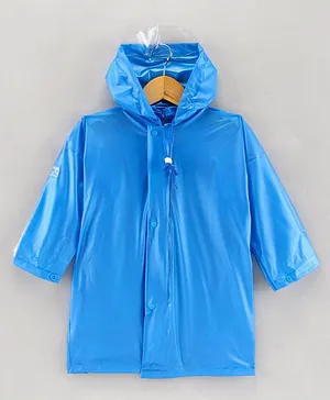 Zeel Full Sleeves Solid Color Hooded Raincoat - Blue