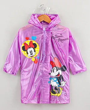 Disney Full Sleeves Hooded Poncho Raincoat Mickey Mouse Print - Purple