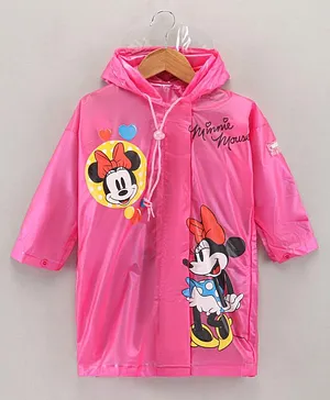 Disney Full Sleeves Hooded Raincoat Minnie Mouse Print - Lilac Rose