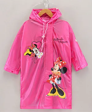 Disney Full Sleeves Hooded Raincoat Minnie Mouse Print - Lilac Rose