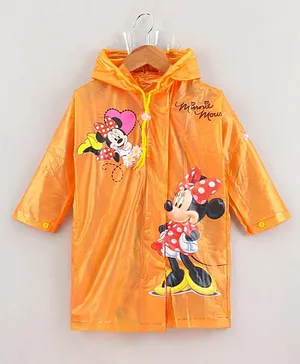 Disney Full Sleeves Hooded Raincoat Minnie Mouse Print - Golden Glow