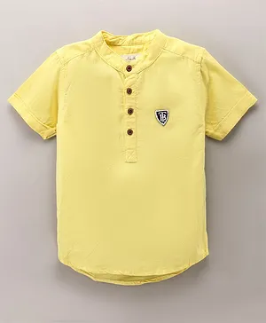 TONYBOY Half Sleeves Patch Detail Shirt - Yellow