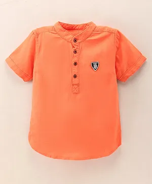 TONYBOY Half Sleeves Patch Detail Shirt - Orange
