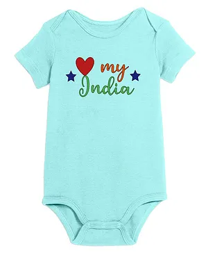 Kadam Baby Short Sleeves Love My India Placement Printed Onesie - Blue