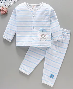 ToffyHouse Full Sleeves Striped Night Suit - Blue