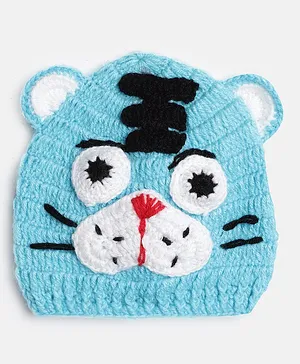 MayRa Knits Hand Knitted Cat Detail Cap - Blue