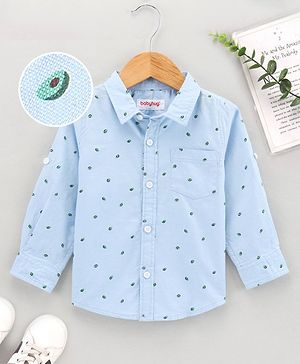 Babyhug Full Sleeves  Oxford Avacado Printed Shirt - Blue
