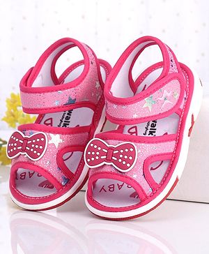 Cute Walk by Babyhug Sandals Bow Applique - Fuchsia