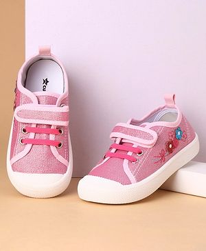 Cute Walk by Babyhug Casual Shoes With Floral Embroidery & Velcro Closure - Pink