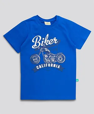 JusCubs Half Sleeves Biker California With Bike Placement Printed Tee - Royal Blue