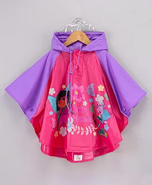 Dora Full Sleeves Hooded Poncho Raincoat Dora Print - Multicolor