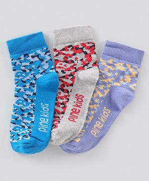Pine Kids Regular Length Antimicrobial Socks Camo Design Pack of 3 - Multicolor
