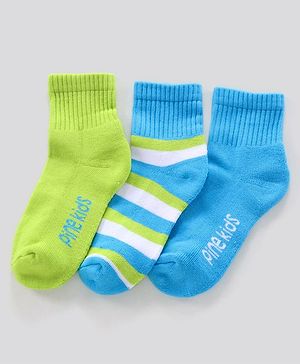 Pine Kids Ankle Length Anti Microbial Washed Terry Socks Pack of 3 (Color May Vary)