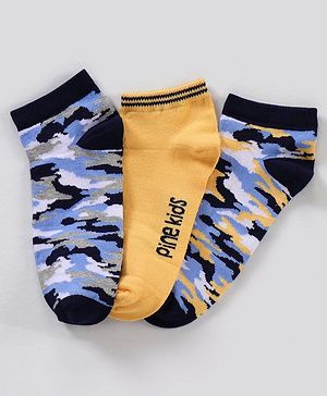 Pine Kids Ankle Length Non-Terry Anti-Microbial Socks Pack of 3 (Colour May Vary)