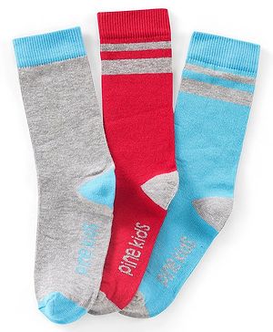 Pine Kids Regular Length Antimicrobial Socks Text Design Pack of 3 - Multicolor