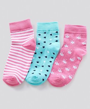 Pine Kids Anti Bacterial Ankle Length Printed Socks Pack Of 3 - Multicolour