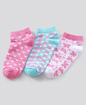 Pine Kids Anti Bacterial Ankle Length Printed Socks Pack Of 3 - Multicolour