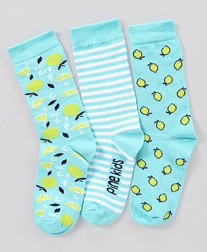 Pine Kids Antimicrobial Washed Mid Calf Length Socks Pack of 3 - Multicolour