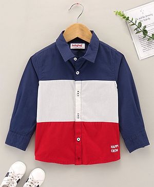 Babyhug Full Sleeves Solid Shirt - Navy Blue Red
