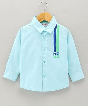 Babyhug Cotton Woven Full Sleeves Shirt Front Print - Blue