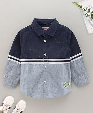 Babyhug Cotton Woven Full Sleeves Shirt Solid Cut & Sew - Blue