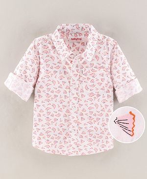 Babyhug Full Sleeves Cotton Shirt with Pencil Shavings Print - White