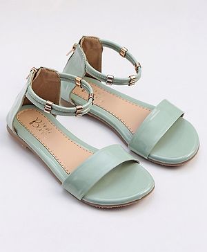 Hola Bonita Party Wear Back Zip Closure Sandal - Green