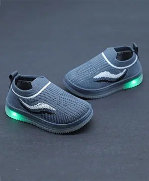 FEETWELL SHOES Wave Self Design LED Party Wear Shoes - Dark Grey