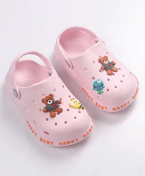 Cute Walk by Babyhug Slip On Clogs Bear Applique - Pink