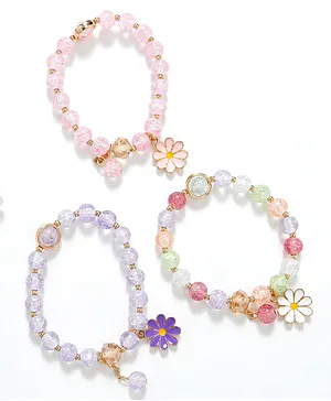 Babyhug Bracelets With Floral Charms Pack of 3 - Multicolor