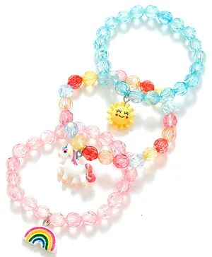 Babyhug Bracelets With Unicorn Charms Pack of 3 - Multicolor