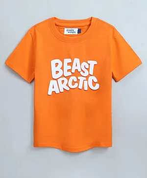 Guugly Wuugly Half Sleeves Beast Arctic Print Tee - Orange