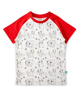 JusCubs Half Sleeves Pokemon Featured T Shirt - White