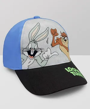 Kidsville Looney Tunes Text With Tasmanian Devil & Bugs Bunny Placement Printed Cap - Blue