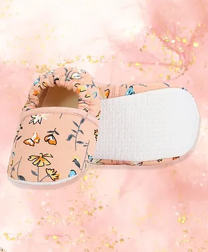 Coco Candy All Over Floral Printed Booties - Peach