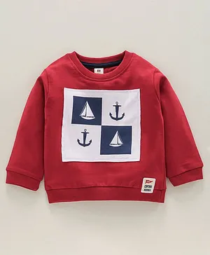 ToffyHouse Full Sleeves Tee Anchor Print - Red