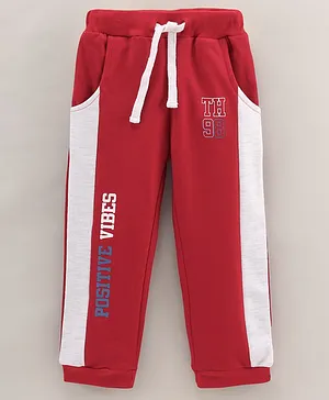 ToffyHouse Full Length Lounge Pant Text Print - Red